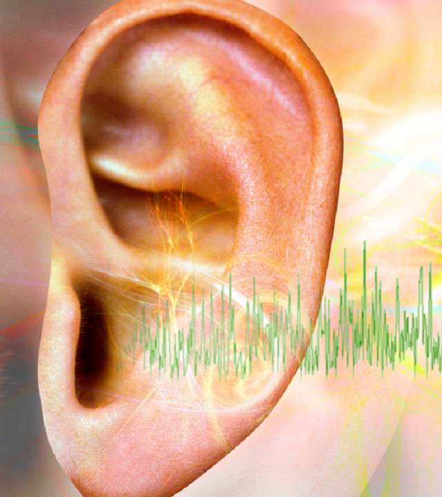 ucho se zvukovými vlnami puzzle online z fotografie