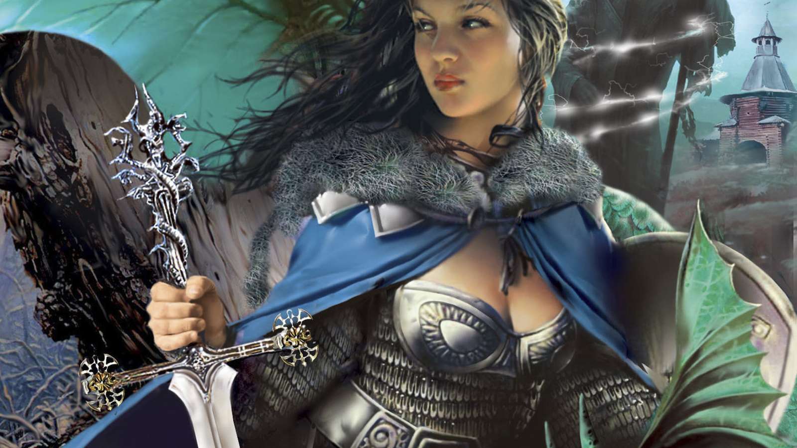 Woman paladin with sword puzzle online from photo
