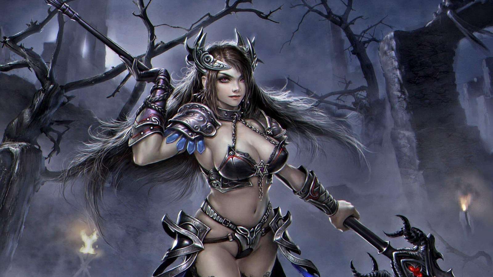 Fantasy bojovnice dáma online puzzle