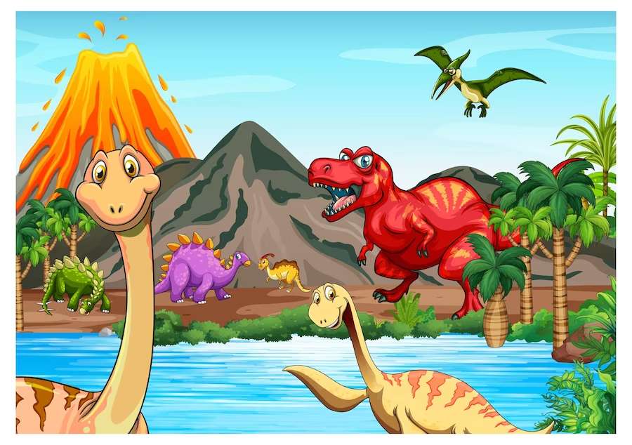 Dino jelenet online puzzle