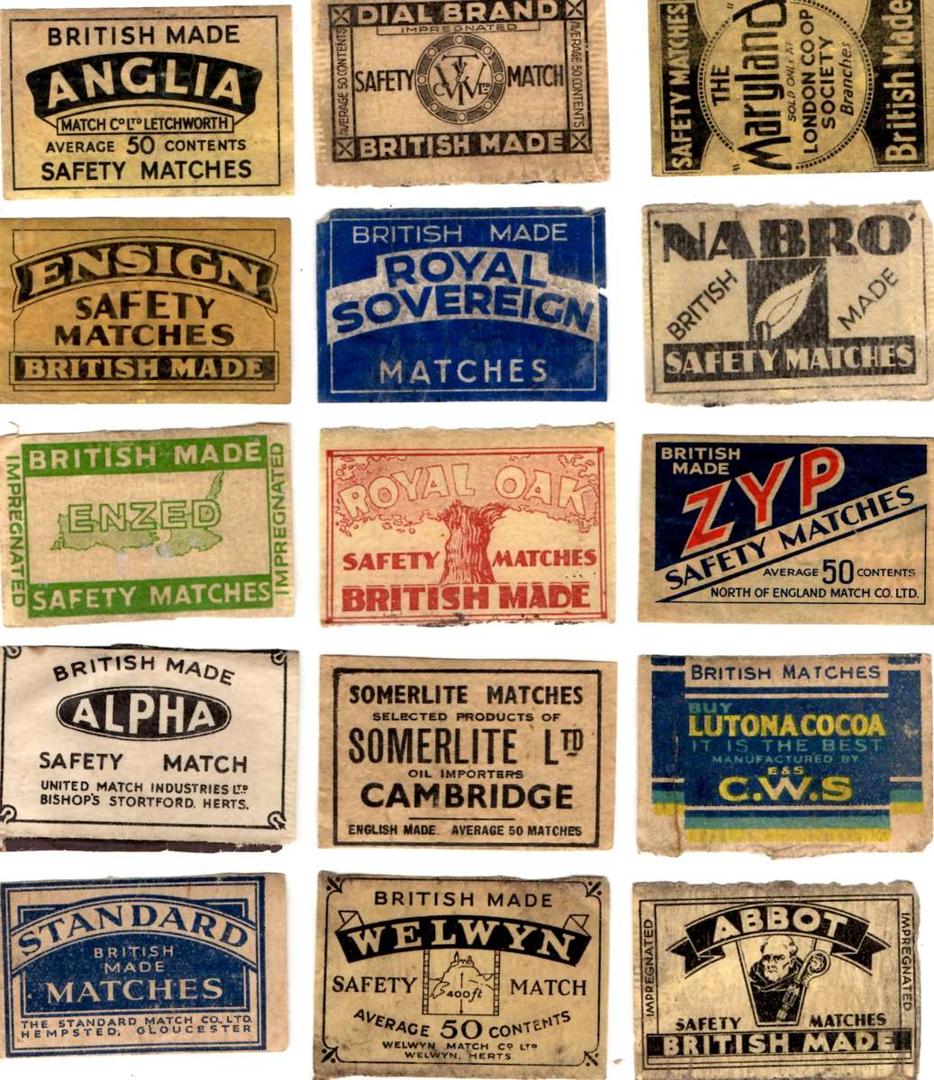 vecchie etichette delle scatole di fiammiferi puzzle online da foto