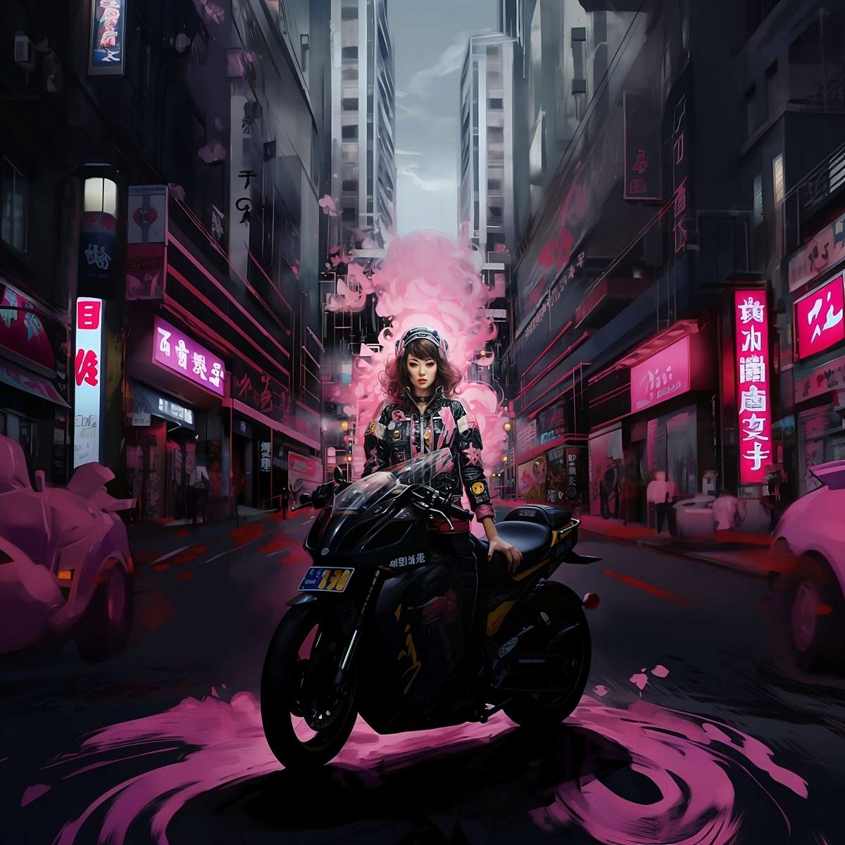 Момиче с мотоциклет онлайн пъзел от снимка