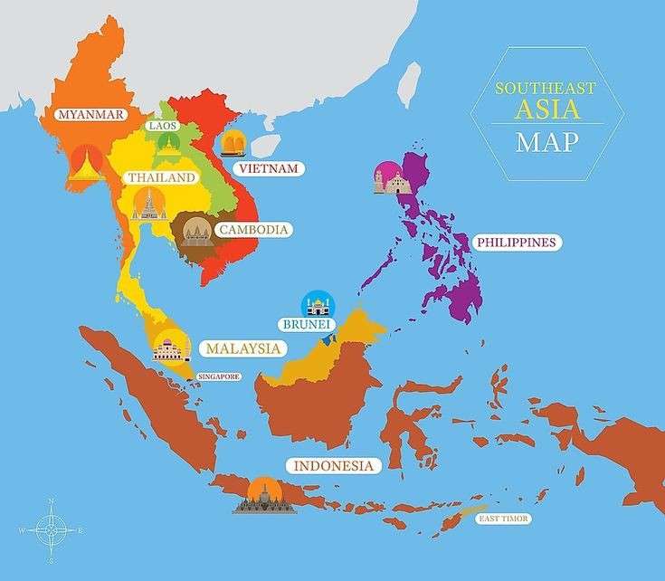 Карта на АСЕАН онлайн пъзел