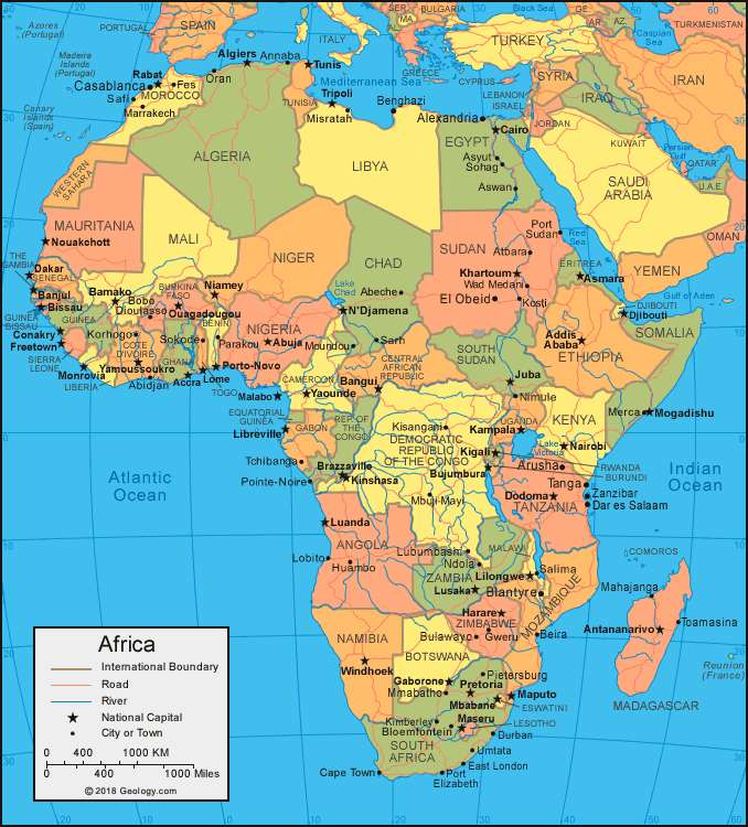 mapa Afriky puzzle online z fotografie