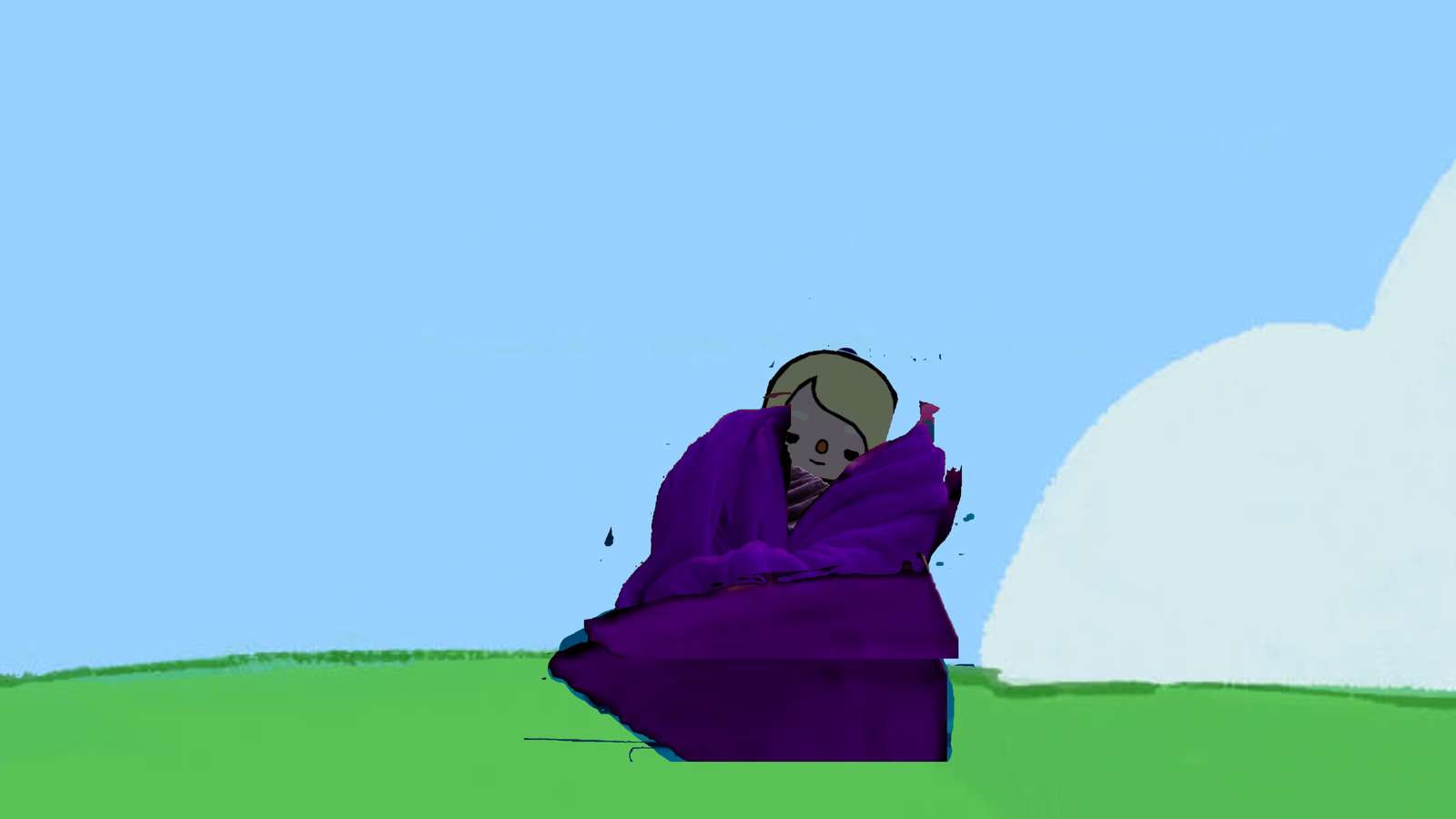 Єва тулиться під фіолетовою ковдрою скласти пазл онлайн з фото