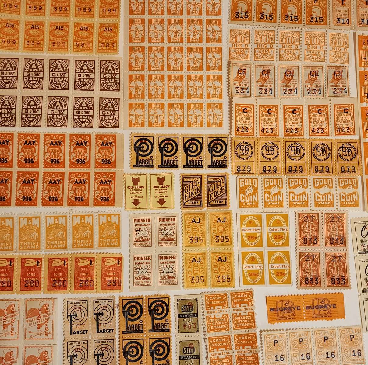 orange trading stamps puzzle online from photo