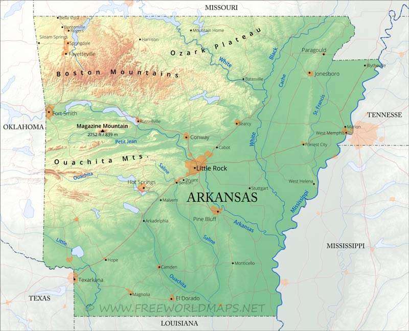 Geografie Arkansasu puzzle online z fotografie