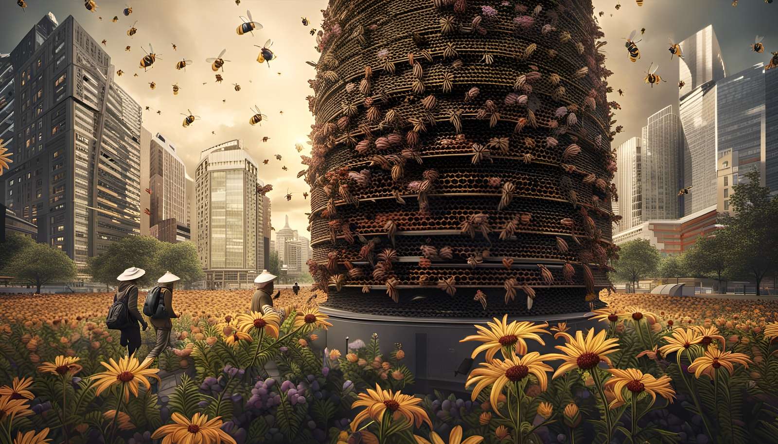 Бджоли в місті онлайн пазл