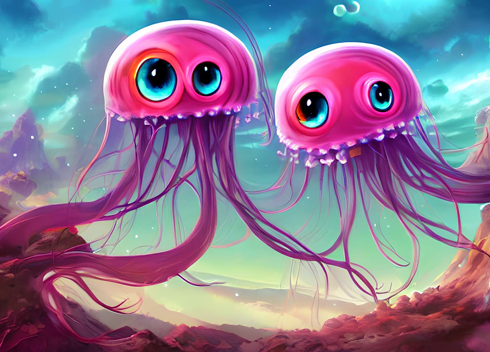 Alien jellyfish puzzle online from photo