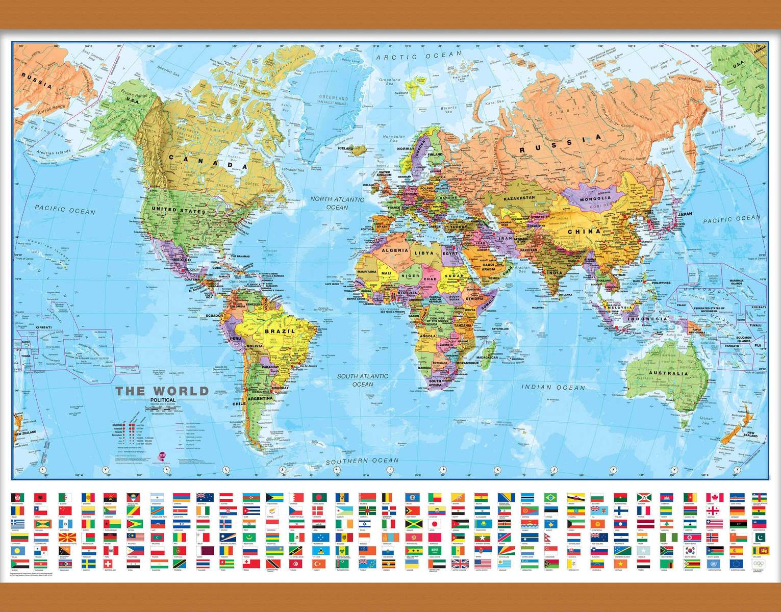 mappa del mondo con bandiere puzzle online