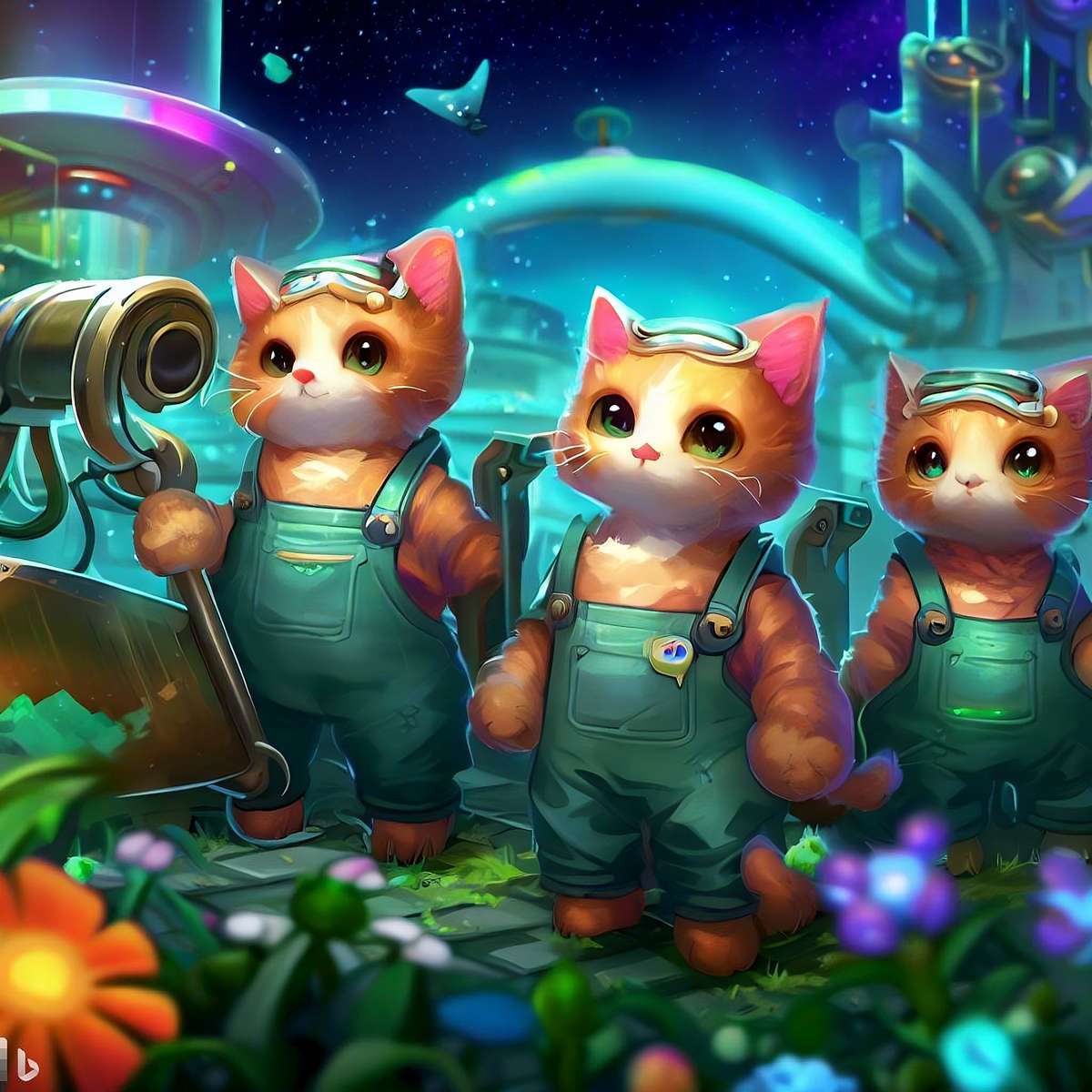 Katzenfarmer im Weltraum puzzle online fotóról