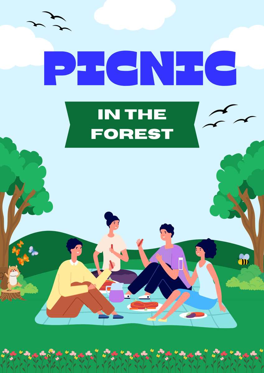 森の中でピクニック 写真からオンラインパズル