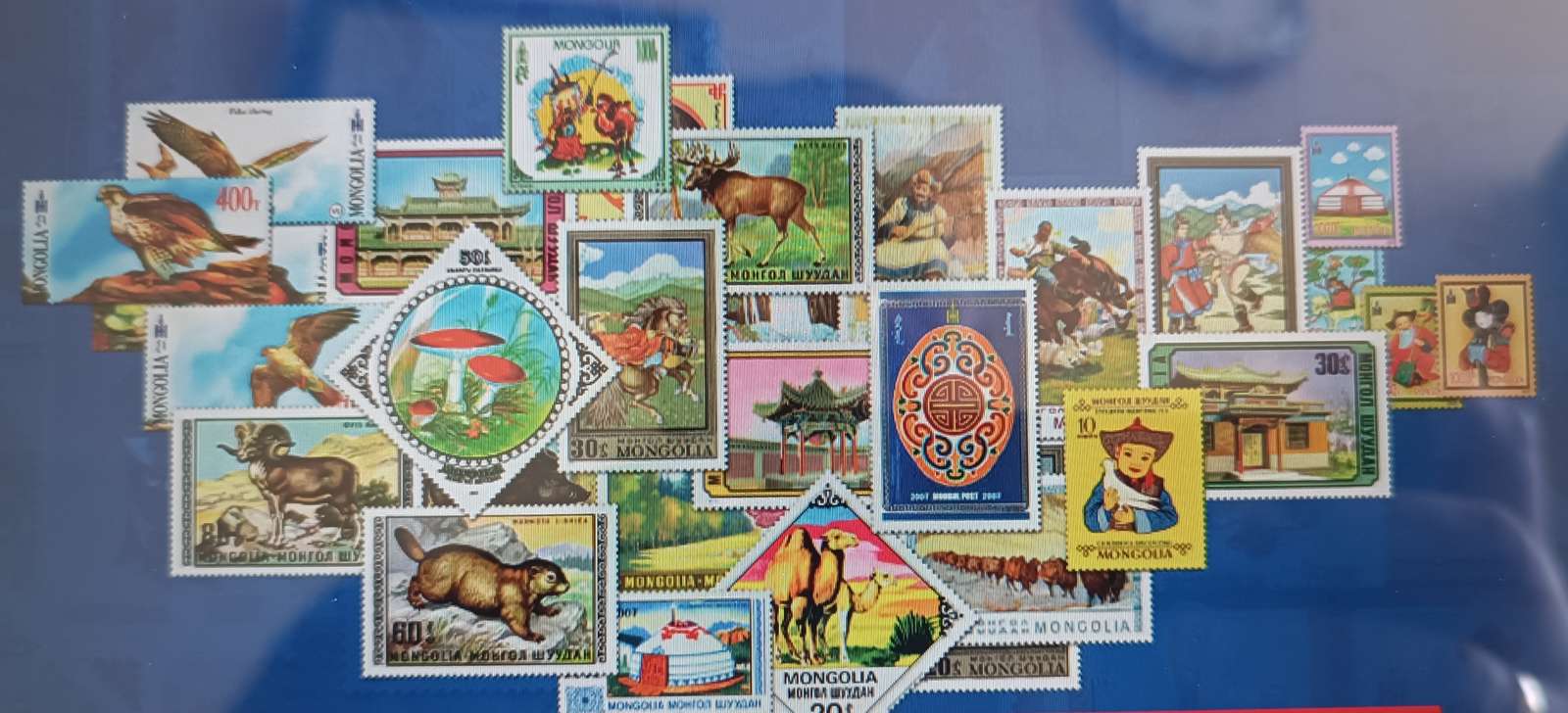 Mongólia bélyegek puzzle online fotóról