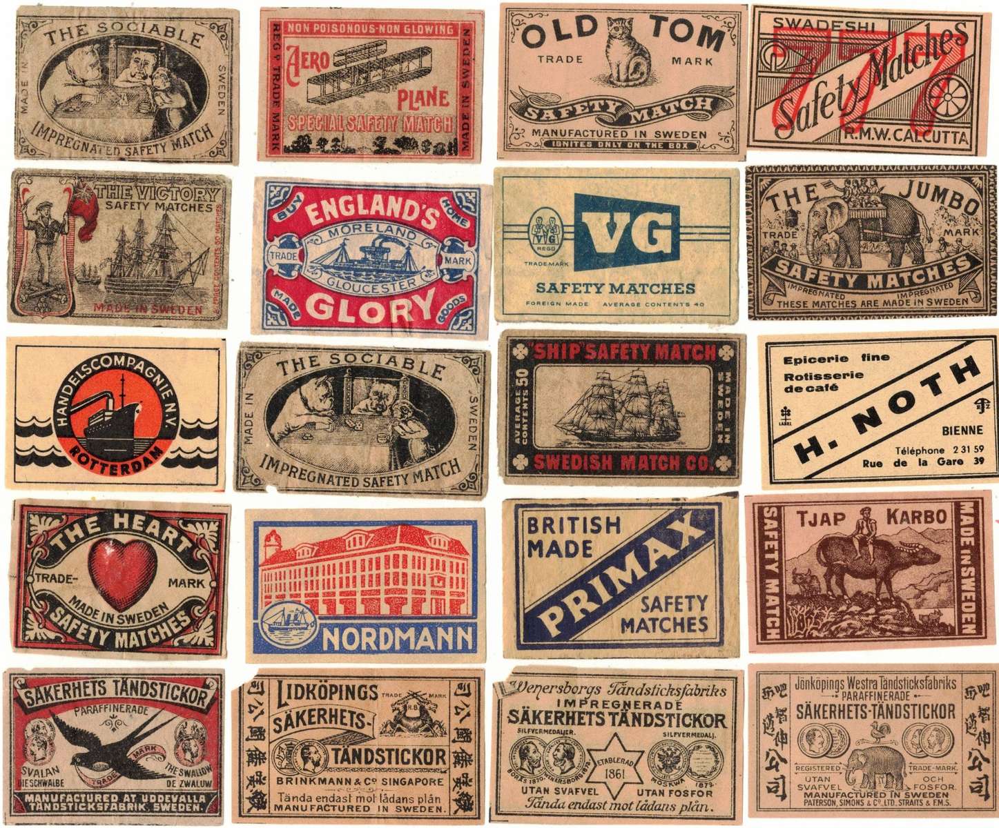 matchbox label collection puzzle online from photo