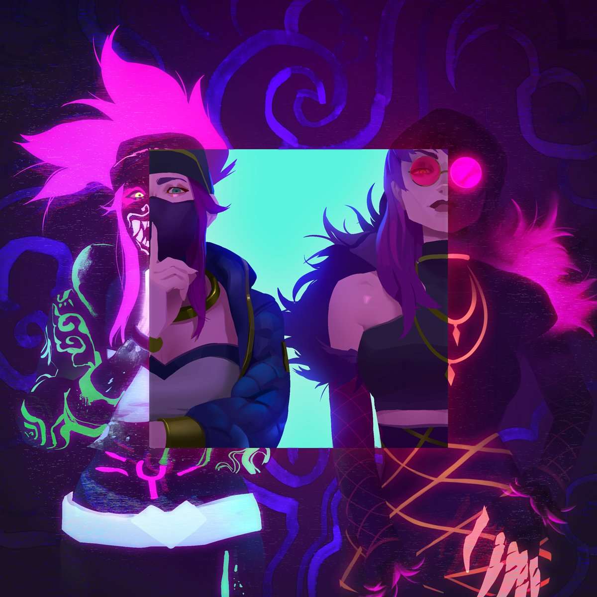 Akali și Evelynn KDA puzzle online din fotografie