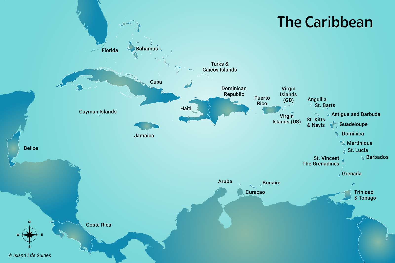 mapa Karibiku puzzle online z fotografie