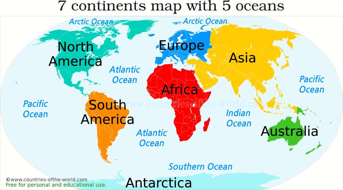 Континенти світу скласти пазл онлайн з фото