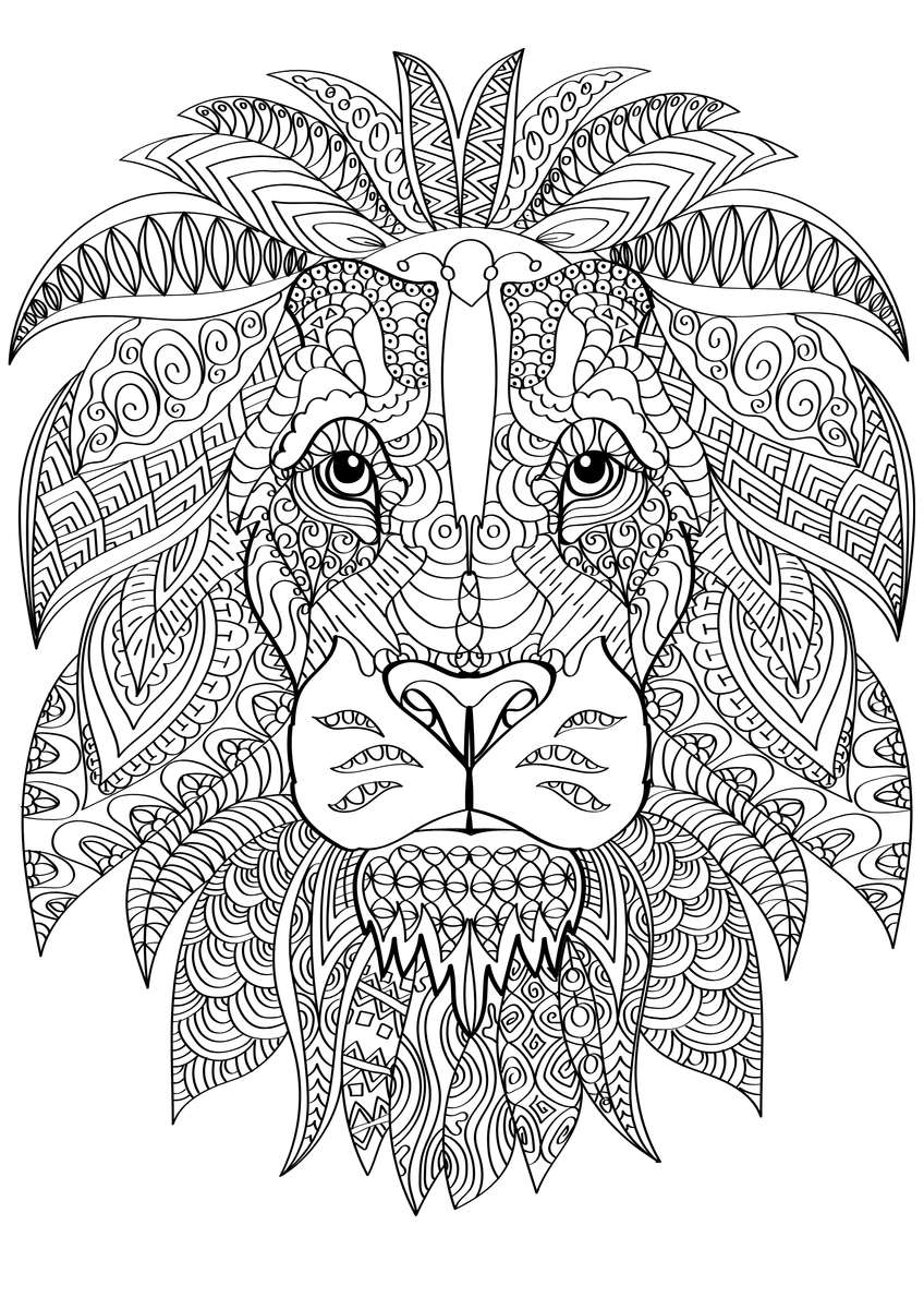 folha para colorir leão puzzle online