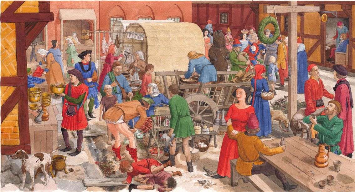 Market in the Middle Ages puzzle online from photo