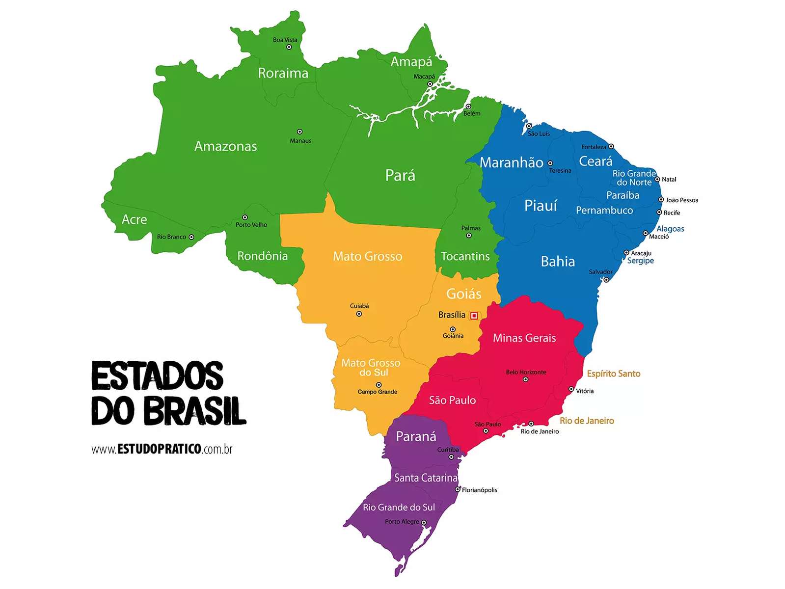 Brasilien-Staatskarte Online-Puzzle