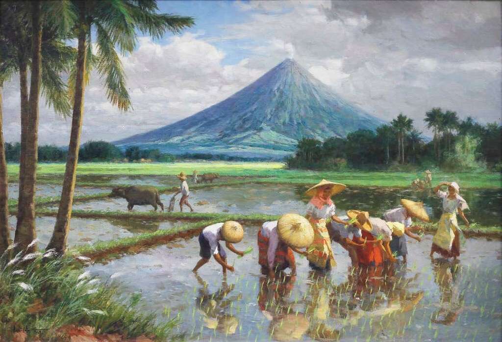 The Planting of Rice του Fernando Amorsolo (1949) παζλ online από φωτογραφία