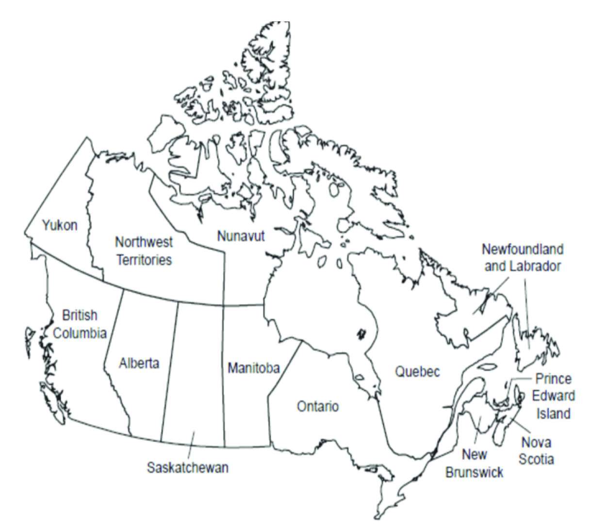 Mapa de Canadá puzzle online a partir de foto