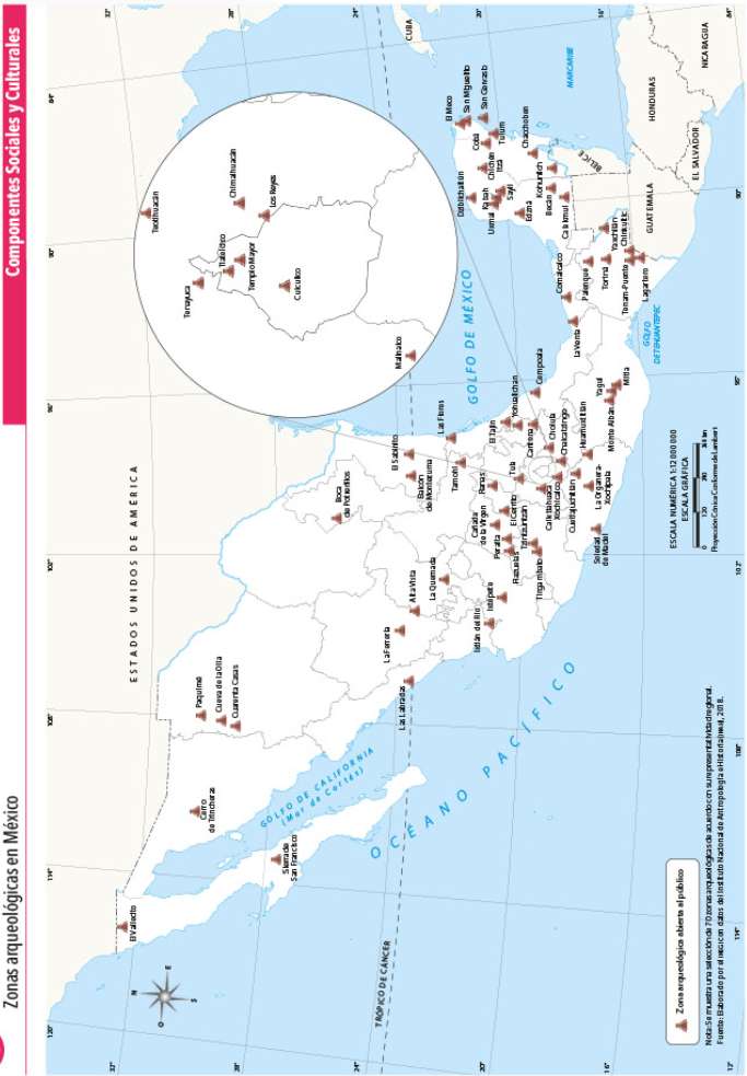 Mapa de zonas arqueologicas παζλ online από φωτογραφία