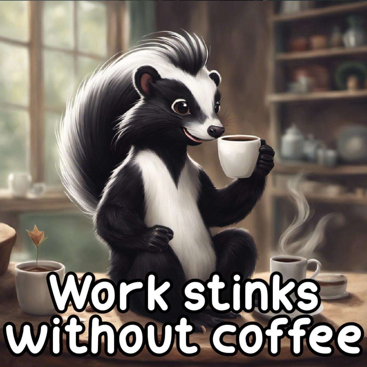 skunk och kaffe pussel online från foto