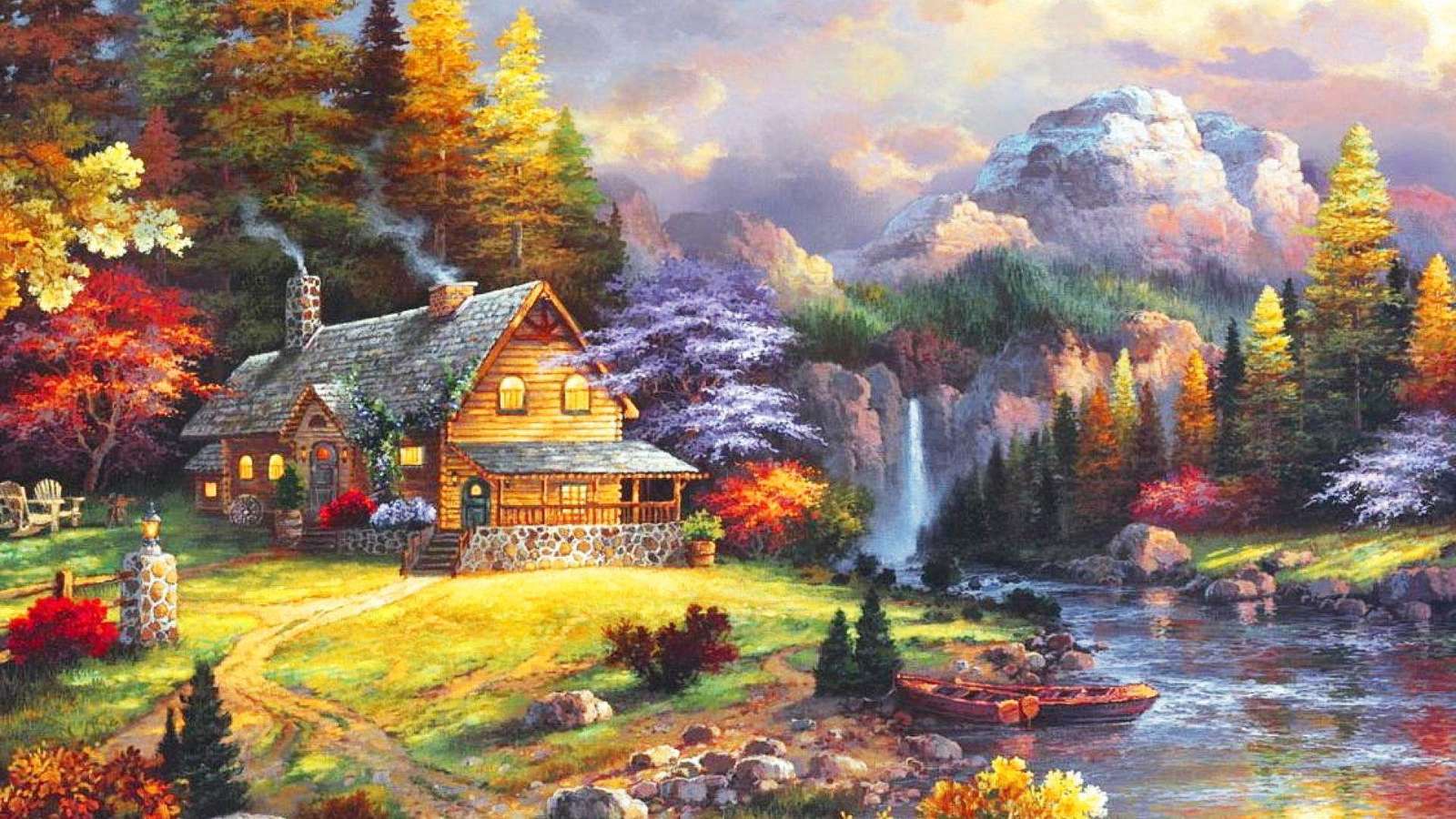 cottage in woods puzzle online from photo