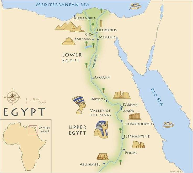 Mapa Egypta puzzle online z fotografie