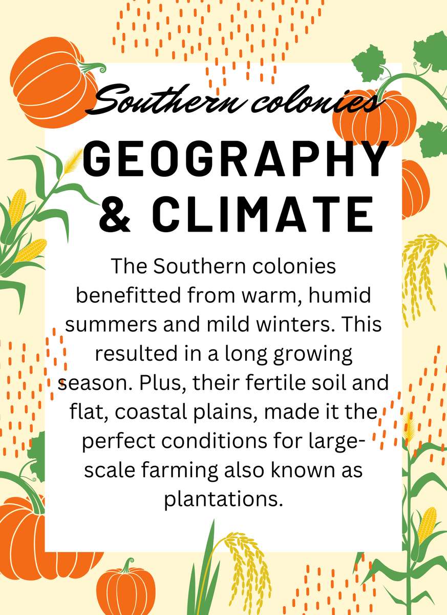 Southern Colonies Geography/Climate puzzle online from photo