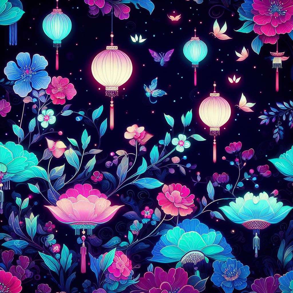 bioluminescent Lotus art wallpaper online puzzle