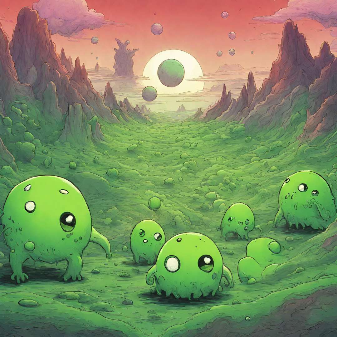 Green blob planet puzzle online from photo