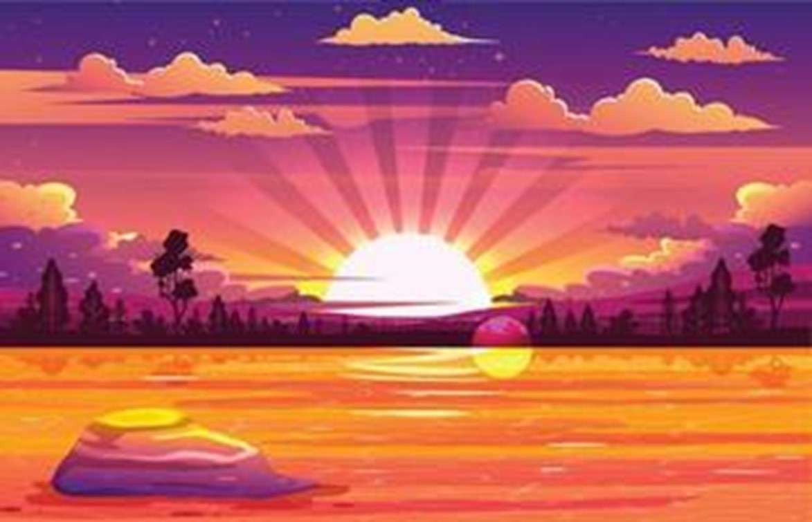 red sunset puzzle online from photo