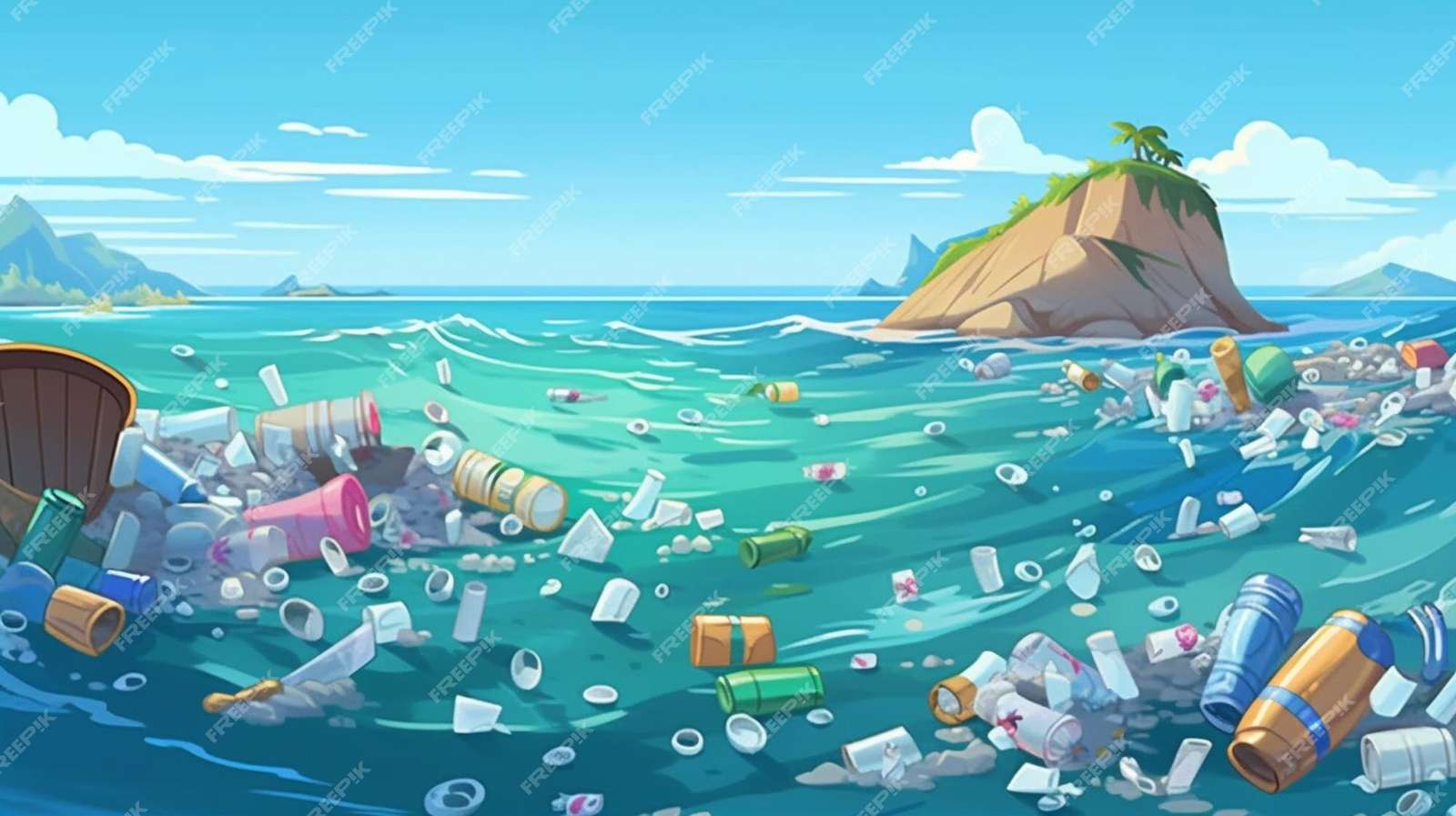 Sea pollution puzzle online from photo