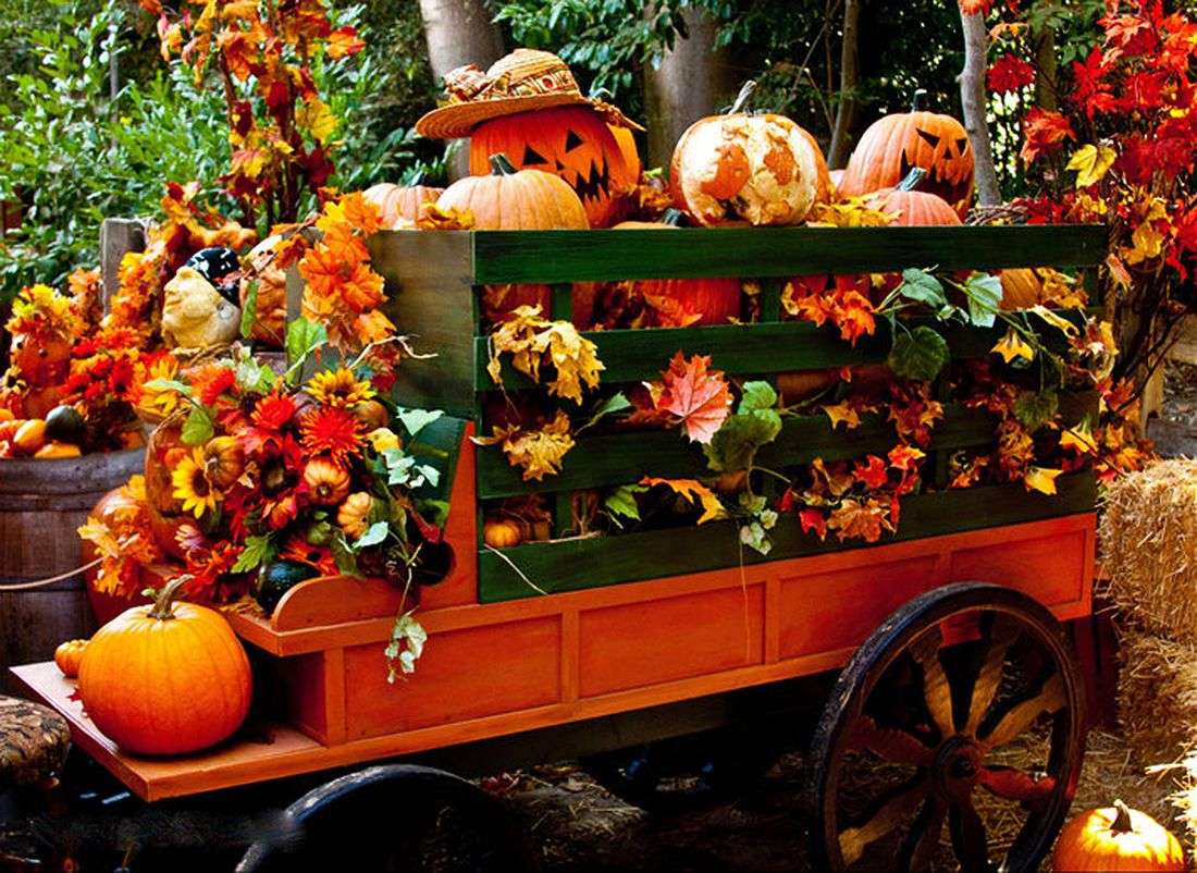 Leaves and Pumpkin Cart online puzzle
