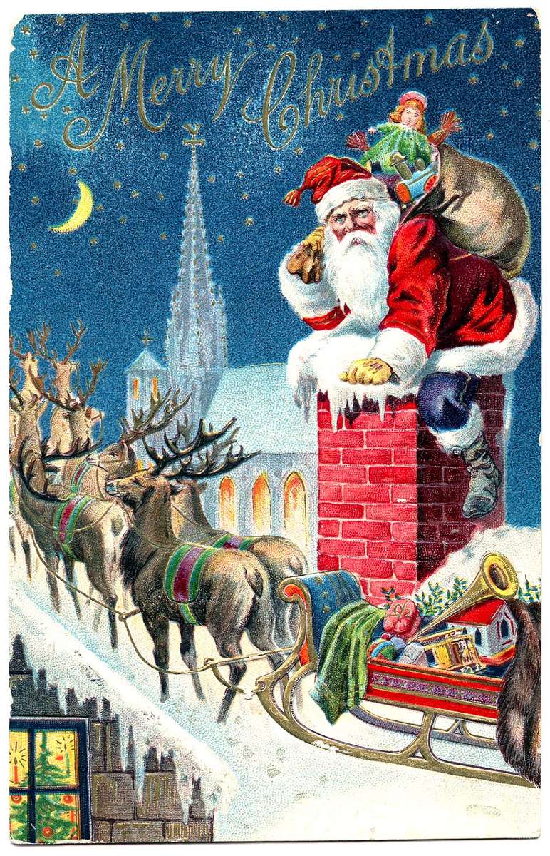 Antique Christmas Santa puzzle online from photo