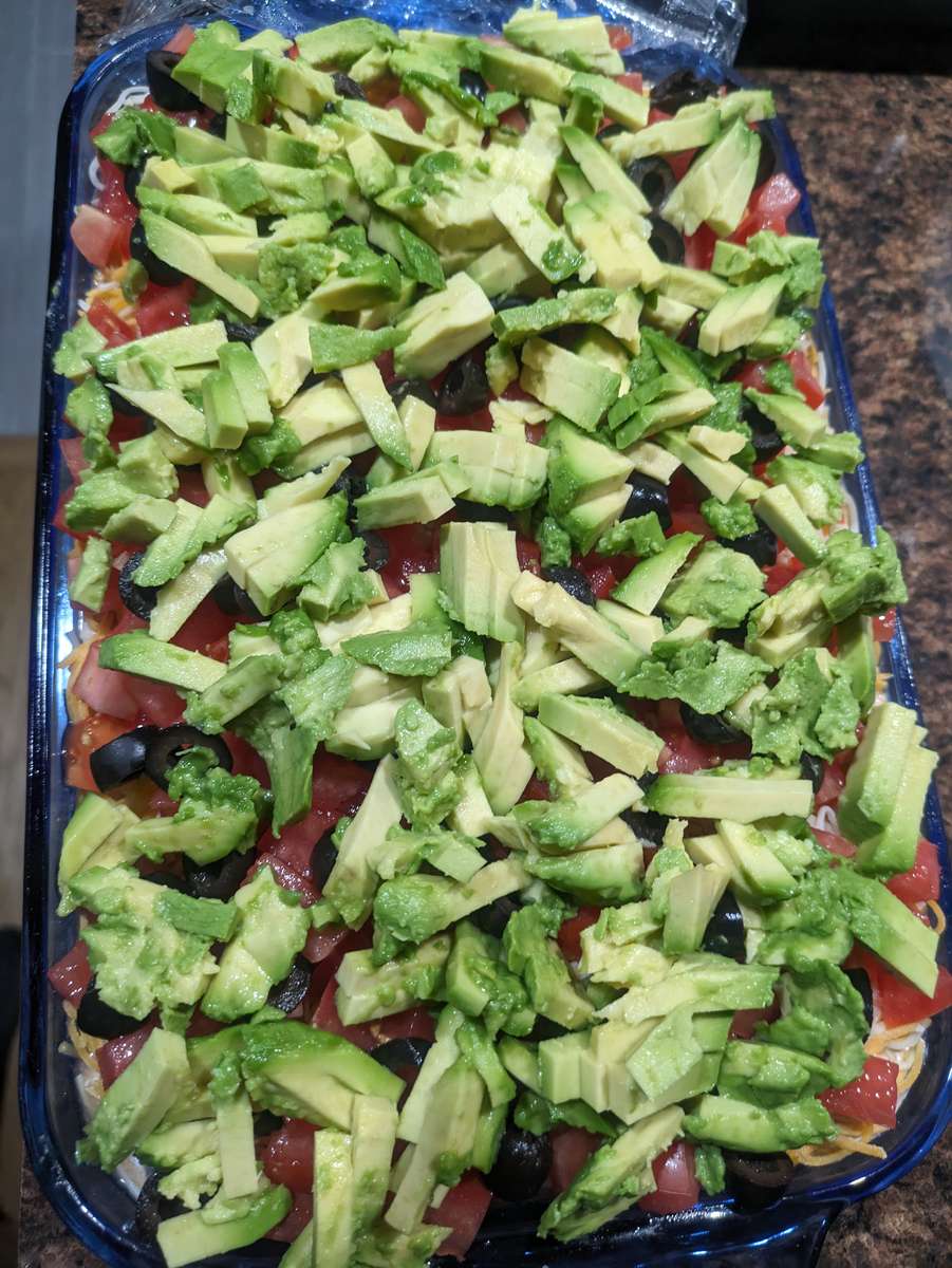 Avocado bean layer dip puzzle online from photo