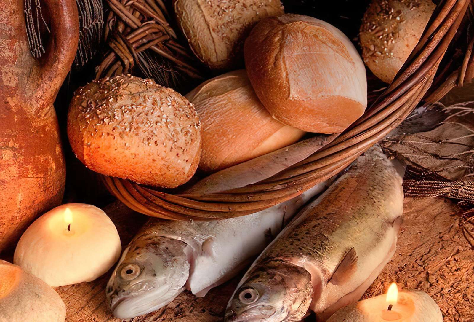 chleba a ryby puzzle online z fotografie