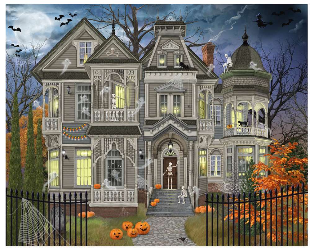 casa assombrada dia das bruxas puzzle online a partir de fotografia