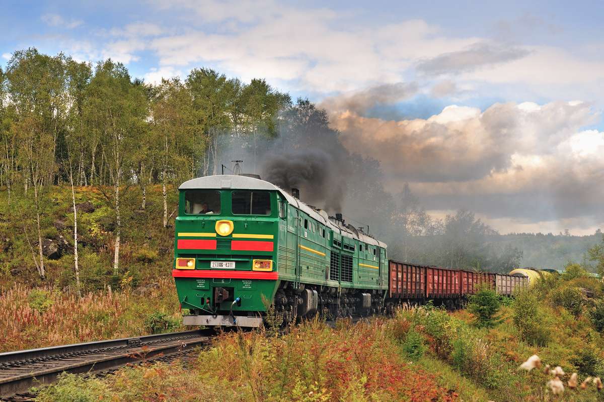 Locomotiva diesel 2TE10M puzzle online a partir de fotografia