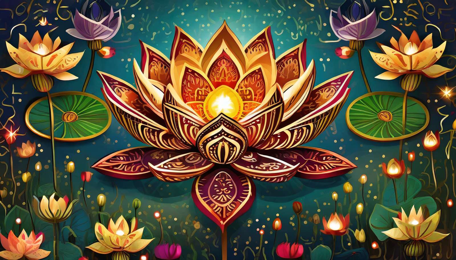 Lotusul festivalului Diwali puzzle online