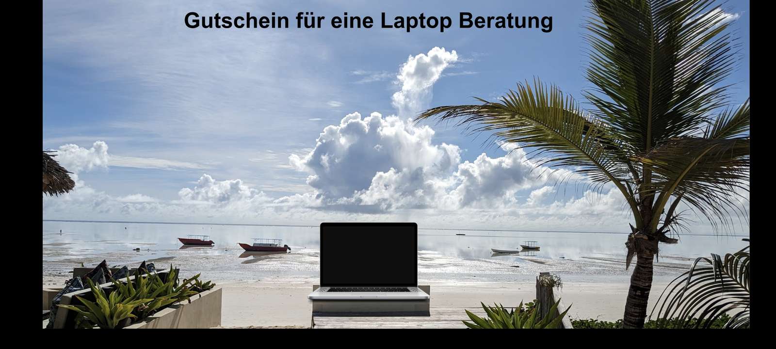 Computadora portátil en la playa puzzle online a partir de foto