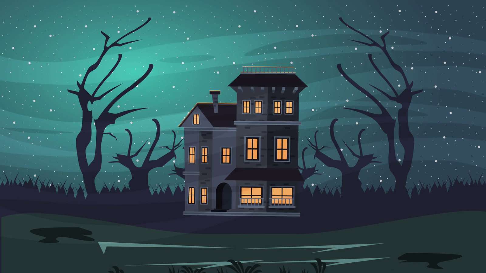 Haunted house puzzle online from photo