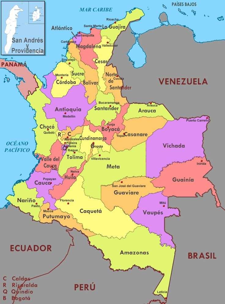 コロンビアの地図 写真からオンラインパズル
