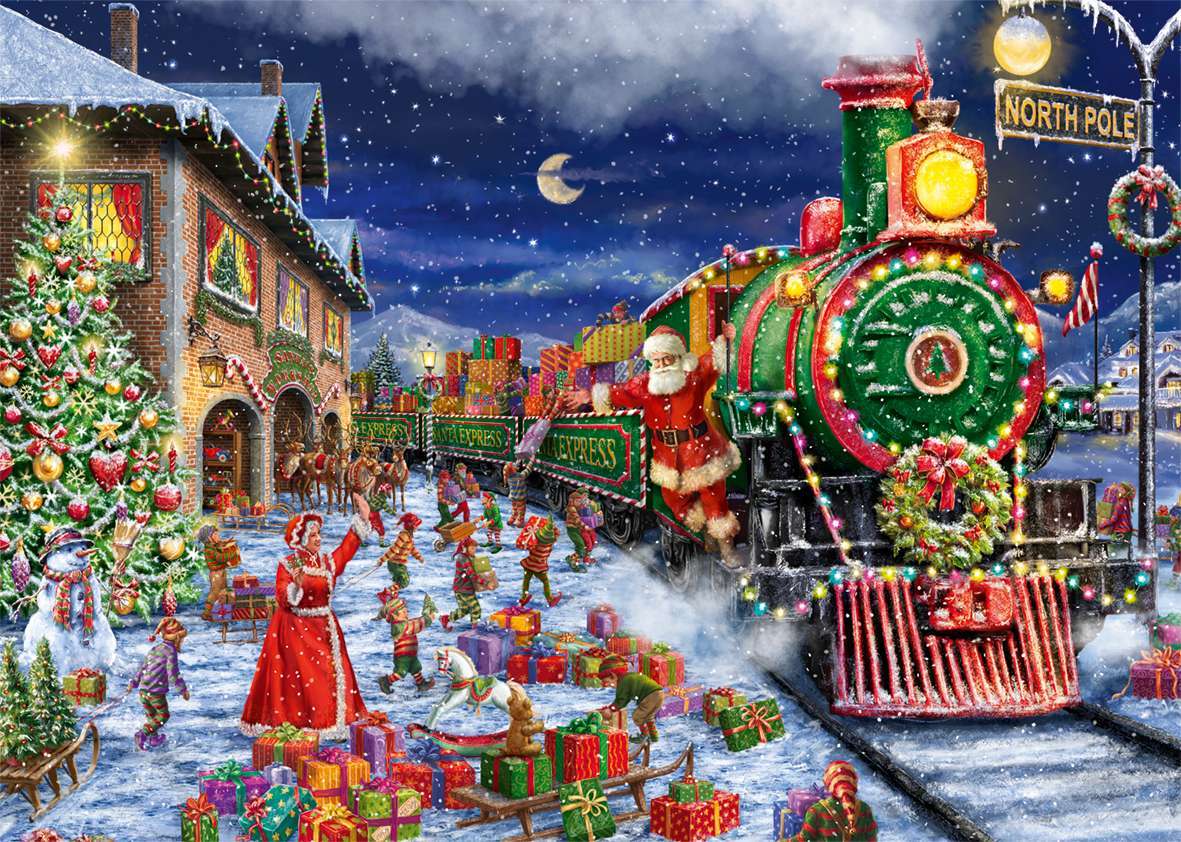 Christmas train puzzle online from photo