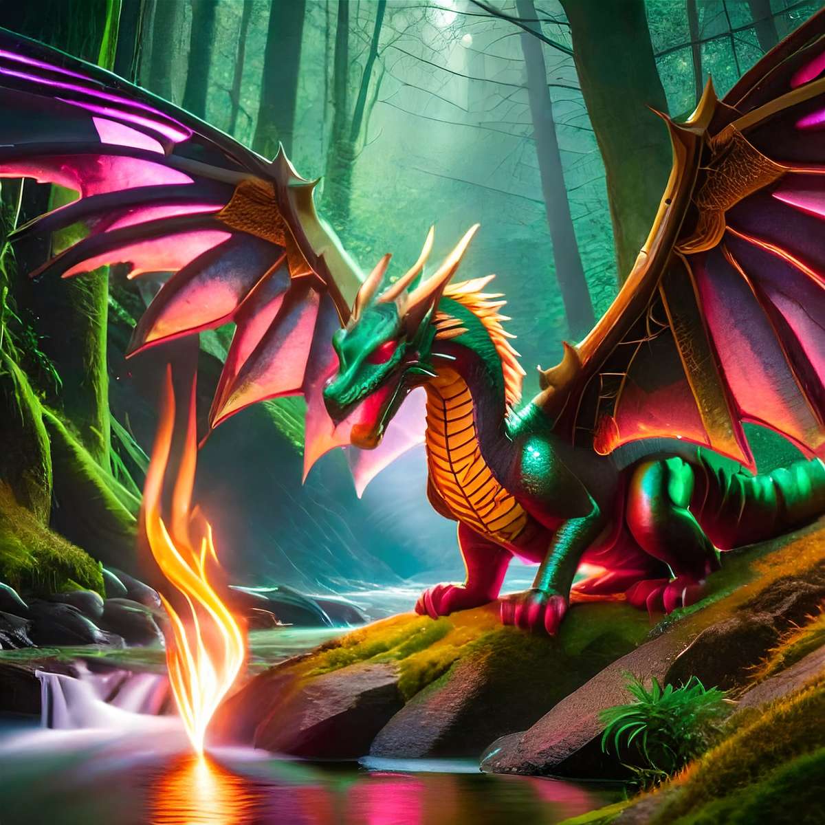 Dragón mítico puzzle online a partir de foto
