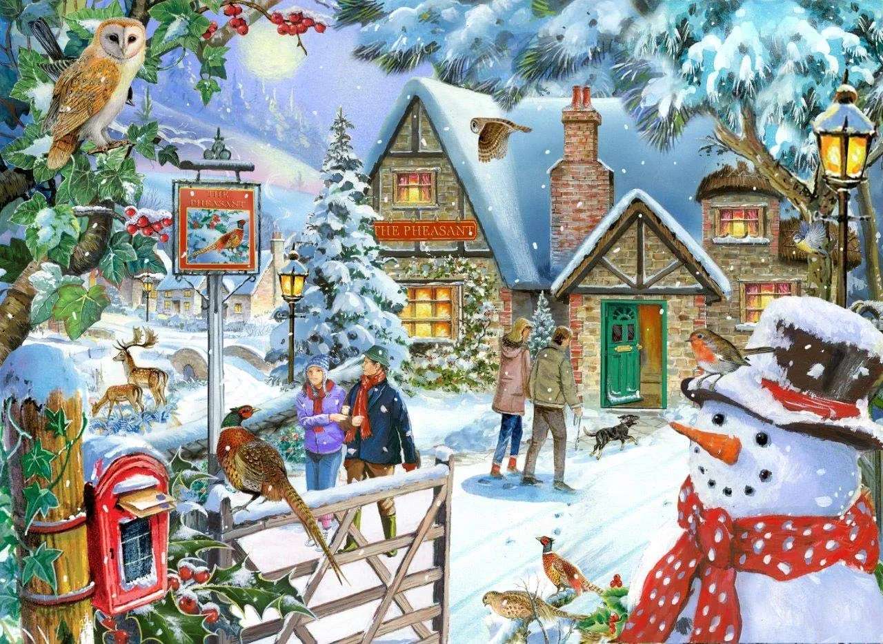 hóember és bagoly puzzle online fotóról