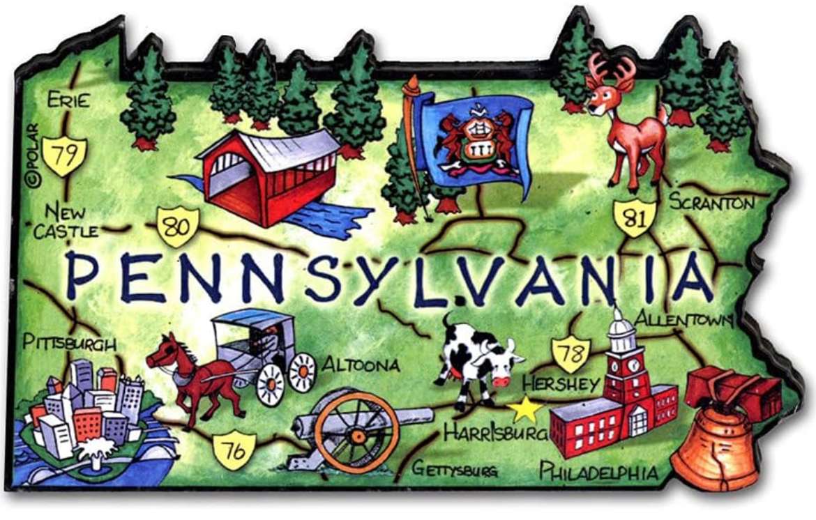 Карта-головоломка Пенсильвании онлайн-пазл
