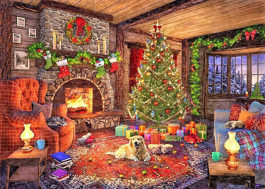 dog and holidays puzzle online from photo